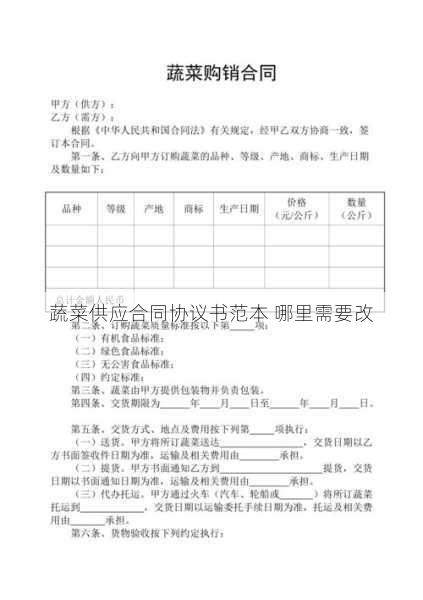 蔬菜供应合同协议书范本 哪里需要改第2张-蔬菜基地绿色种植产业带 蔬菜供应合同协议书范本 哪里需要改