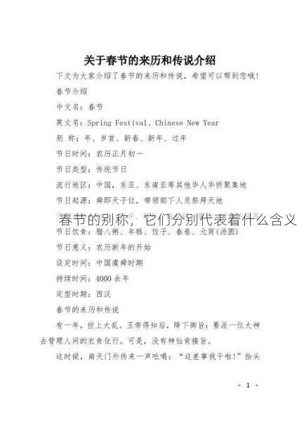 春节的别称,它们分别代表着什么含义第1张-蔬菜基地绿色种植产业带 春节的别称,它们分别代表着什么含义